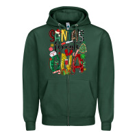Sports Green santas favorite cna nurse Zipper Hoodie - MaliasSmallBusiness