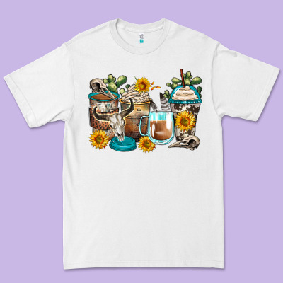 Bull Skull Coffee Cups Premium Tee Designed By Zillion Design Studio