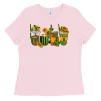 Bubblegum Pink cactus coffee cups Ladies Tee - texasbilliewilder