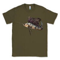 Army Green Atlantic Sailfish Illustrations Classic Tee - LillyAllenDesigns