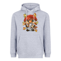 Heather Grey mushroom gnome Heavyweight Hoodie - BarkalooDesign