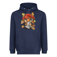 Navy mushroom gnome Heavyweight Hoodie - BarkalooDesign