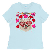 Baby Blue Valentine's day white pomeranian Ladies Tee - RanaPortraitStore