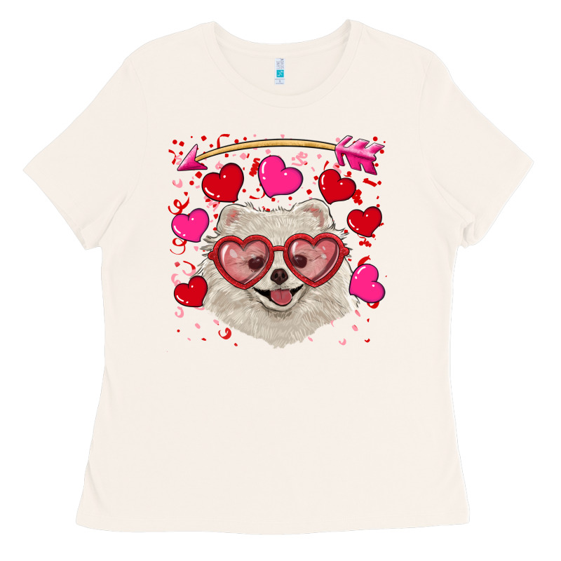 Valentine's Day White Pomeranian Ladies Tee by RanaPortraitStore | Teevron
