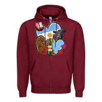 Burgundy Argentina hearts Zipper Hoodie - NancyCooperArtShop