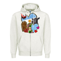 Oatmeal Heather Argentina hearts Zipper Hoodie - NancyCooperArtShop