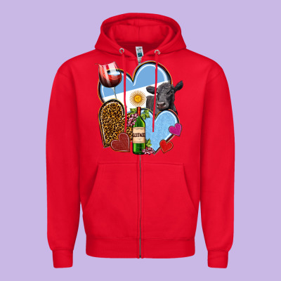 Argentina Hearts Zipper Hoodie Designed By Nancycooperartshop