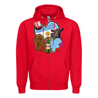 Red Argentina hearts Zipper Hoodie - NancyCooperArtShop