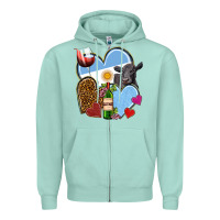 Seafoam Argentina hearts Zipper Hoodie - NancyCooperArtShop