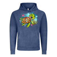 Vintage Denim ocean with turtle Vintage Hoodie - AdoDesignShop