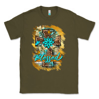 Army Green western cross blessed lily butterfly Classic Tee - BarkalooDesign