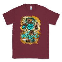 Burgundy western cross blessed lily butterfly Classic Tee - BarkalooDesign
