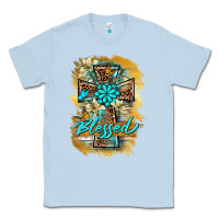 Dusty Blue western cross blessed lily butterfly Classic Tee - BarkalooDesign