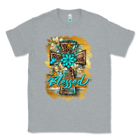 Heather Grey western cross blessed lily butterfly Classic Tee - BarkalooDesign
