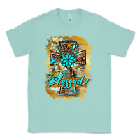 Seafoam western cross blessed lily butterfly Classic Tee - BarkalooDesign
