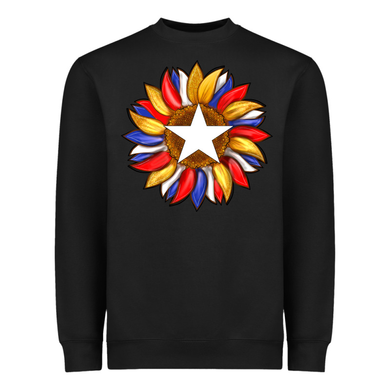 American Flag And Sunflower With Star Heavyweight Sweatshirt by Artiststas | Teevron