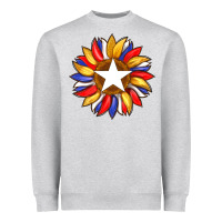 Heather Grey american flag and sunflower with star Heavyweight Sweatshirt - Artiststas