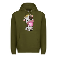 Army Green cute cow Premium Hoodie - texasbilliewilder