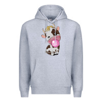 Heather Grey cute cow Premium Hoodie - texasbilliewilder