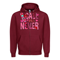 Burgundy call me never Zipper Hoodie - NancyCooperArtShop