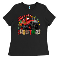 Black merry christmas truck Ladies Tee - Zillion Design Studio