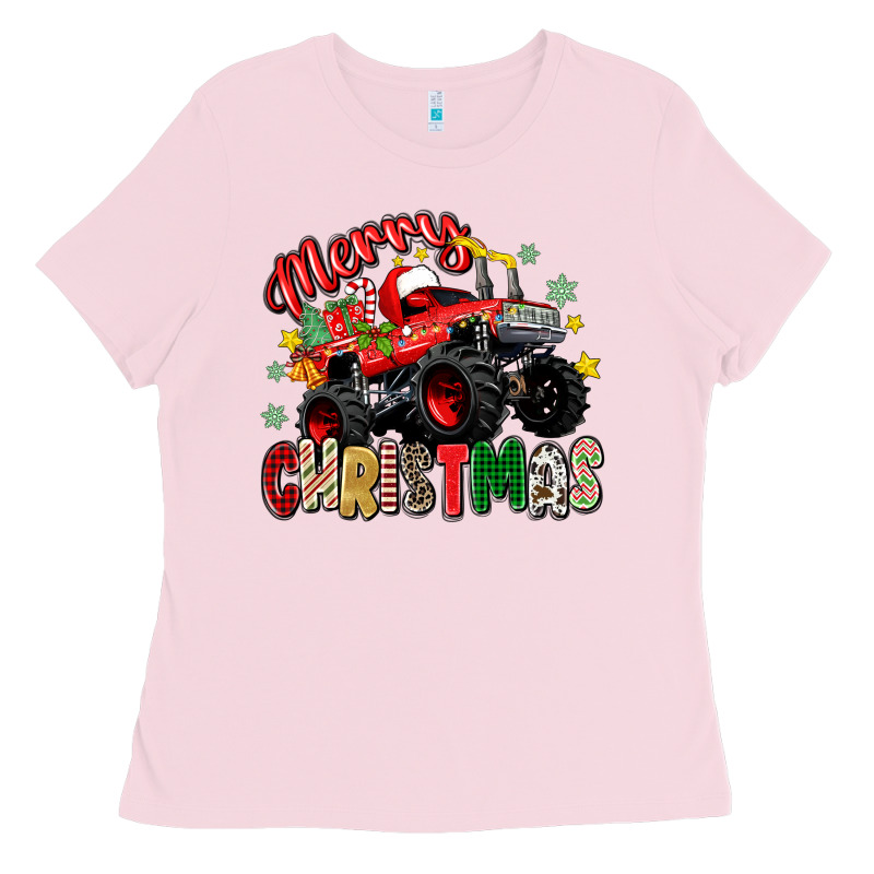 Merry Christmas Truck Ladies Tee by Zillion Design Studio | Teevron