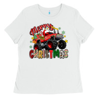 White merry christmas truck Ladies Tee - Zillion Design Studio