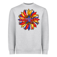 Heather Grey america with american flag colors and sunflower with star Heavyweight Sweatshirt - Artiststas