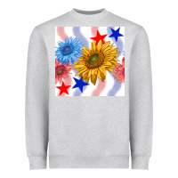 Heather Grey patriotic sunflowers Heavyweight Sweatshirt - BundleAndBundleShop