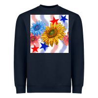 Navy patriotic sunflowers Heavyweight Sweatshirt - BundleAndBundleShop