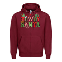 Burgundy howdy santa Zipper Hoodie - MaliasSmallBusiness