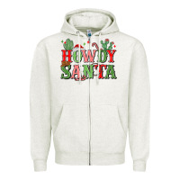 Oatmeal Heather howdy santa Zipper Hoodie - MaliasSmallBusiness