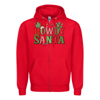 Red howdy santa Zipper Hoodie - MaliasSmallBusiness