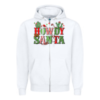 White howdy santa Zipper Hoodie - MaliasSmallBusiness