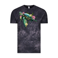 Cloud Black sea turtle with lotus Vintage Tee - Artiststas