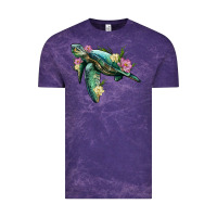 Cloud Purple sea turtle with lotus Vintage Tee - Artiststas