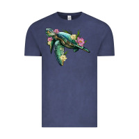 Vintage Denim sea turtle with lotus Vintage Tee - Artiststas