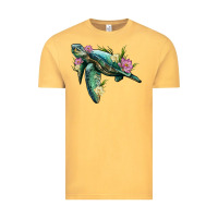 Vintage Mustard sea turtle with lotus Vintage Tee - Artiststas