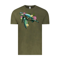 Vintage Olive sea turtle with lotus Vintage Tee - Artiststas