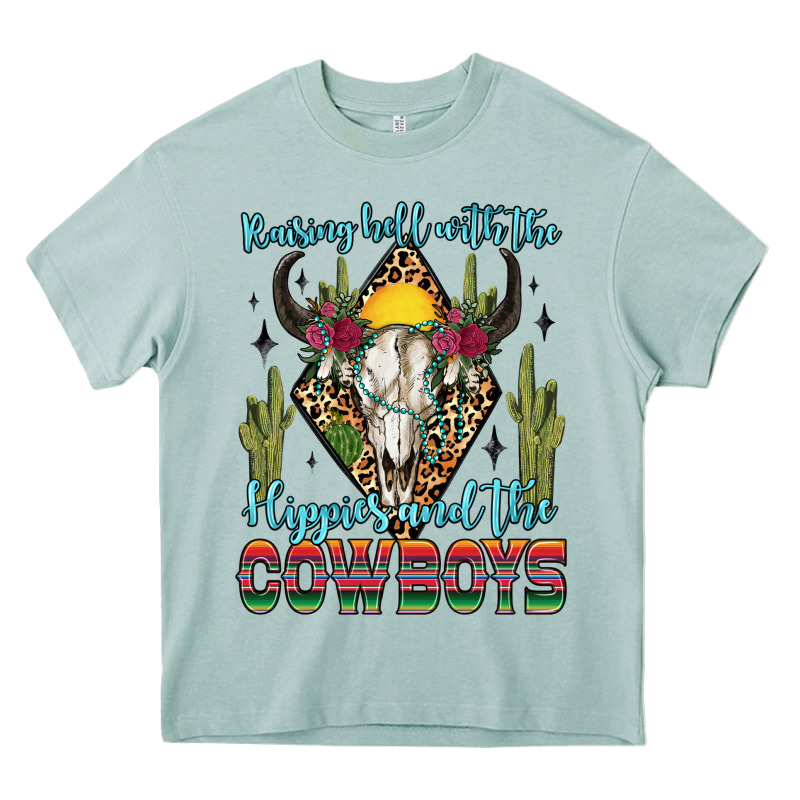 Raising Hell With The Hippies And The Cowboys Heavy Core Tee by Zillion Design Studio | Teevron