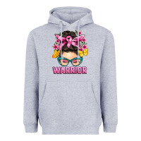 Heather Grey cancer warrior messy bun Heavyweight Hoodie - BarkalooDesign