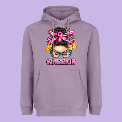 Cancer Warrior Messy Bun Heavyweight Hoodie Designed By Barkaloodesign
