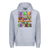 Heather Grey halloween with my gnomies Premium Hoodie - texasbilliewilder