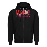 Black my cat is my valentine Zipper Hoodie - NancyCooperArtShop