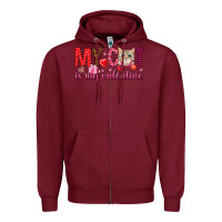 Burgundy my cat is my valentine Zipper Hoodie - NancyCooperArtShop