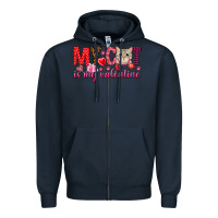 Navy my cat is my valentine Zipper Hoodie - NancyCooperArtShop
