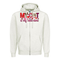 Oatmeal Heather my cat is my valentine Zipper Hoodie - NancyCooperArtShop