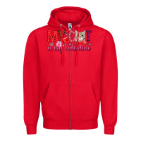 Red my cat is my valentine Zipper Hoodie - NancyCooperArtShop