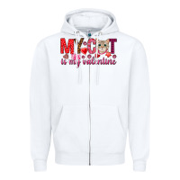White my cat is my valentine Zipper Hoodie - NancyCooperArtShop