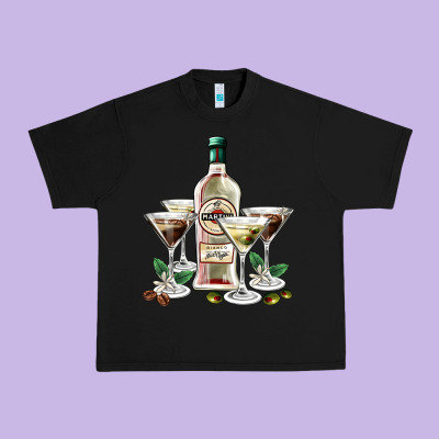 Martini Glasses And Martini Bottle Urban Heavy Tee Designed By Adodesignshop